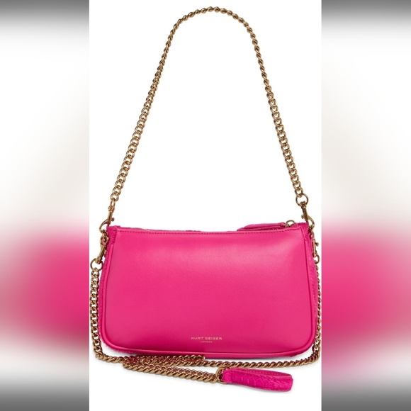 Kurt Geiger London Kew Hot Pink Pouch, Shoulder, Crossbody Bag, New Leather - Picture 11 of 15